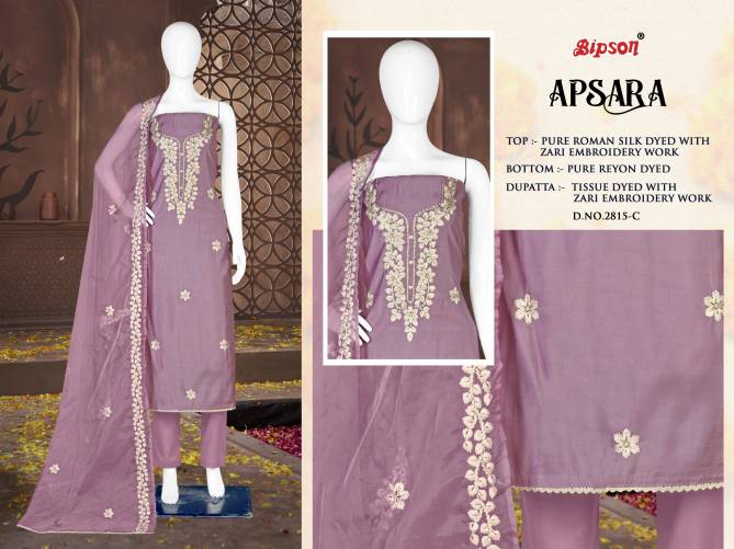 Apsara 2815 By Bipson Roman Silk Embroidery Dress Material Wholesale Shop In Surat